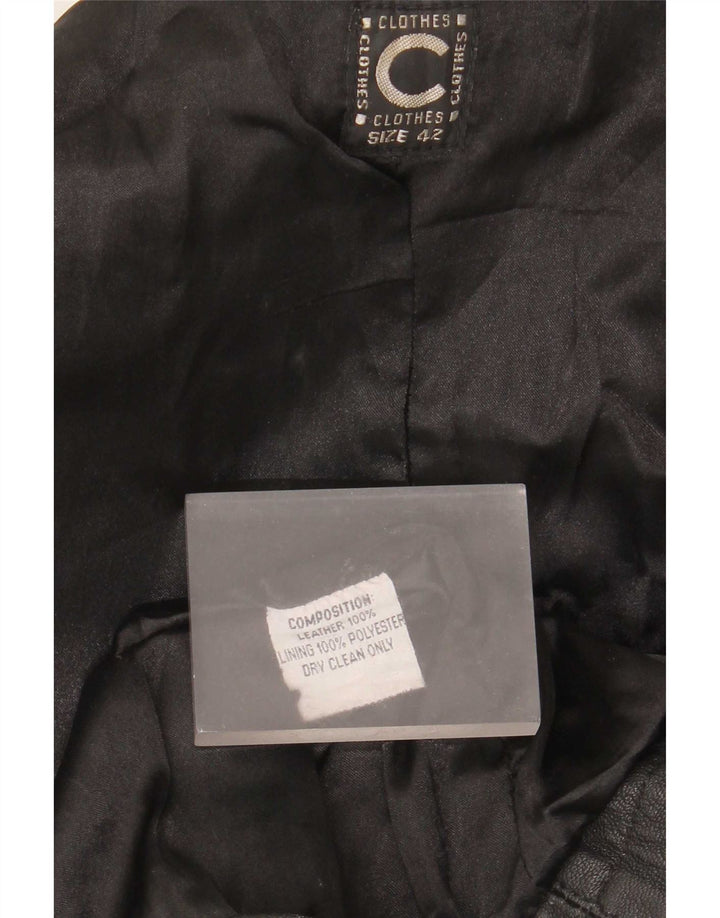 manteau en cuir femme vintage IT 42 Moyen Noir