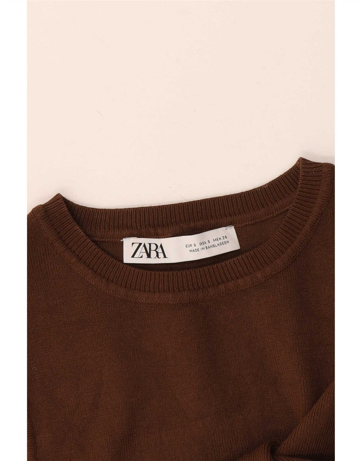 Zara Womens Crop Vest Top UK 8 Petit Marron
