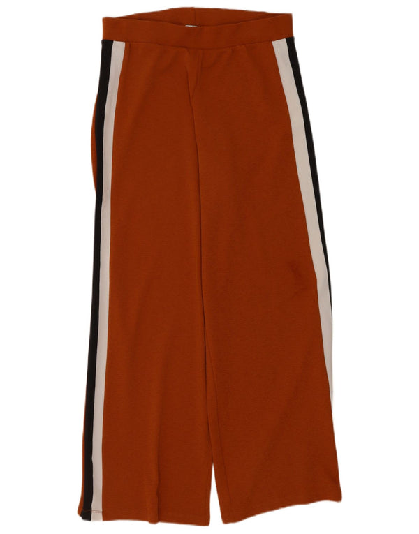 Zara Pantalon de survêtement pour femme UK 14 Large Orange Colourblock Polyester