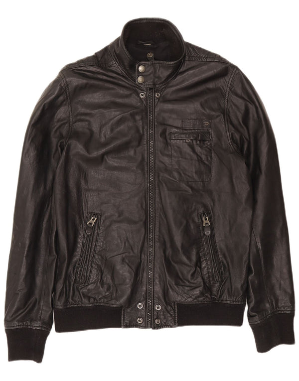 Diesel Veste en cuir bomber pour homme UK 40 Grand cuir noir