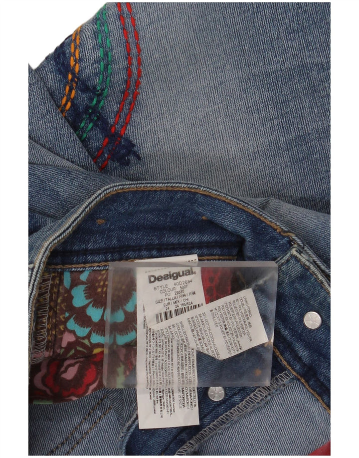 DESIGUAL Jean Slim Graphique Femme W24 L32 Bleu Floral Polyester