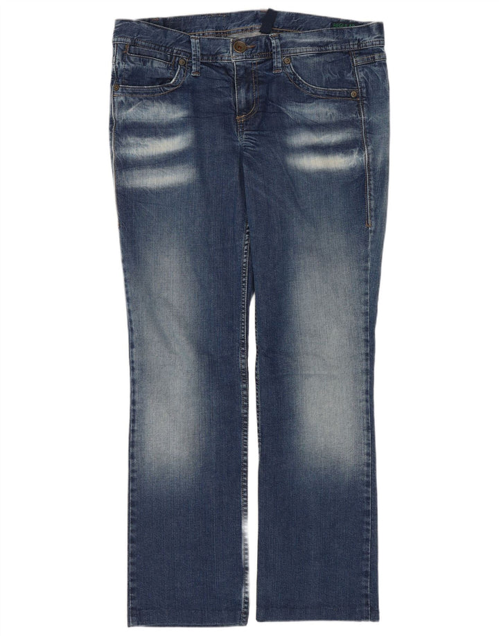 Benetton Jean Droit Regular Femme W31 L28 Bleu Coton