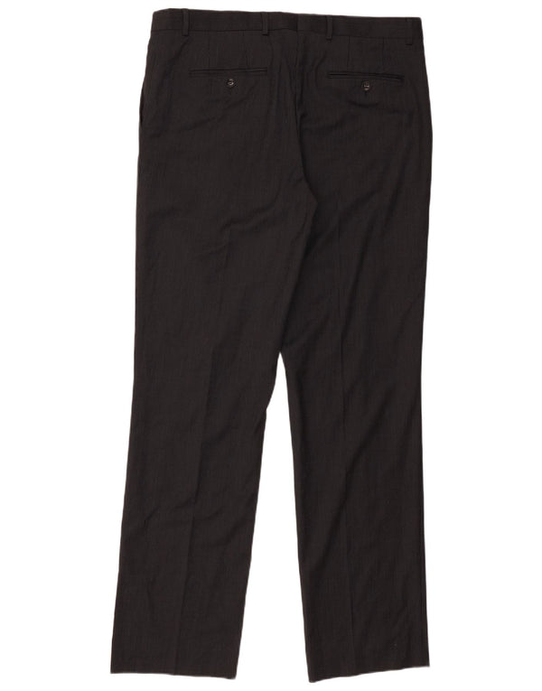Zara Pantalon de costume droit pour homme EU 46 XL W36 L32 Laine à fines rayures noires