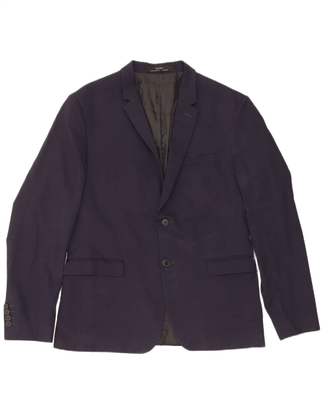 Zara Veste Blazer 2 Boutons Homme EU 52 Large Bleu Marine Viscose