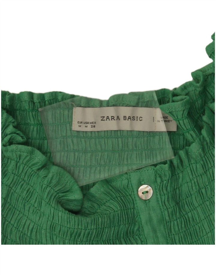 Zara Chemisier à épaules dénudées pour femme UK 14 Vert moyen