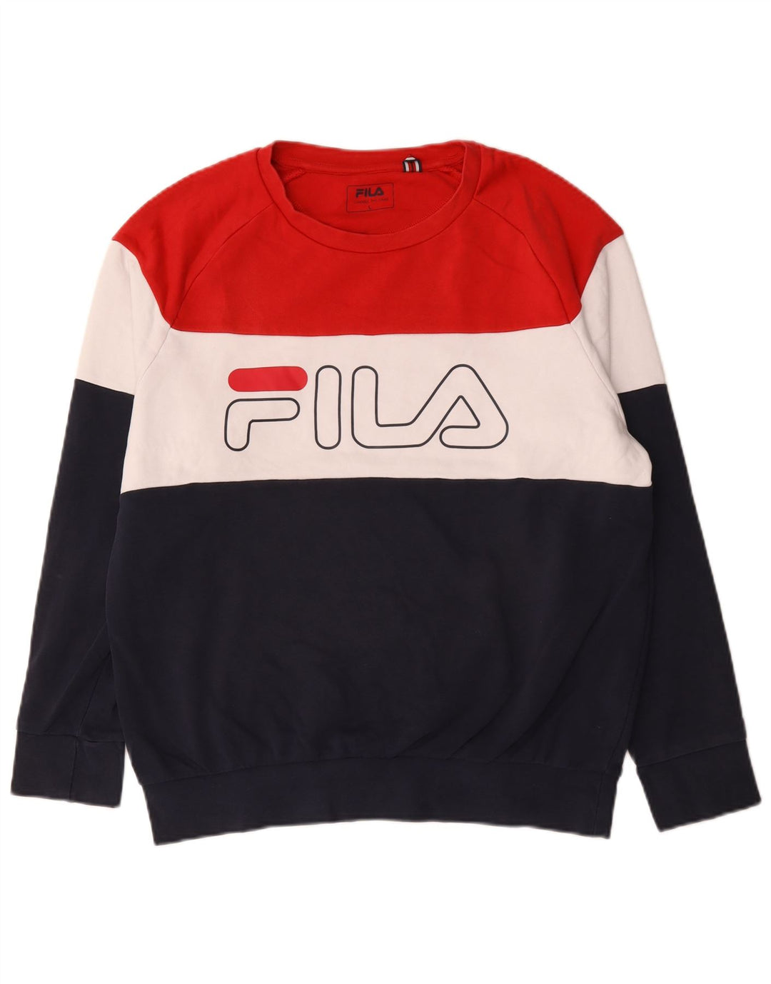 Fila Homme Graphic Sweatshirt Jumper Large Multicolore Colourblock Coton