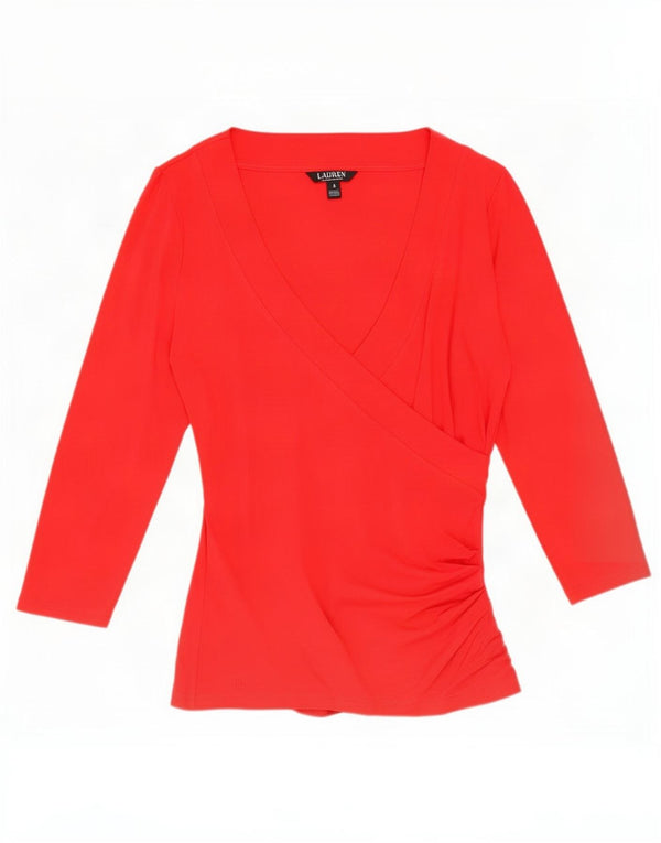 Ralph Lauren Haut à manches 3/4 pour femme UK 12 Viscose rouge moyen