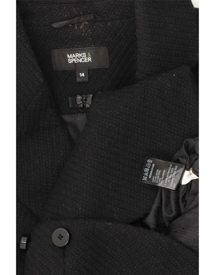 Marks & Spencer Veste blazer à 5 boutons pour femme UK 14 Noir moyen Polyester