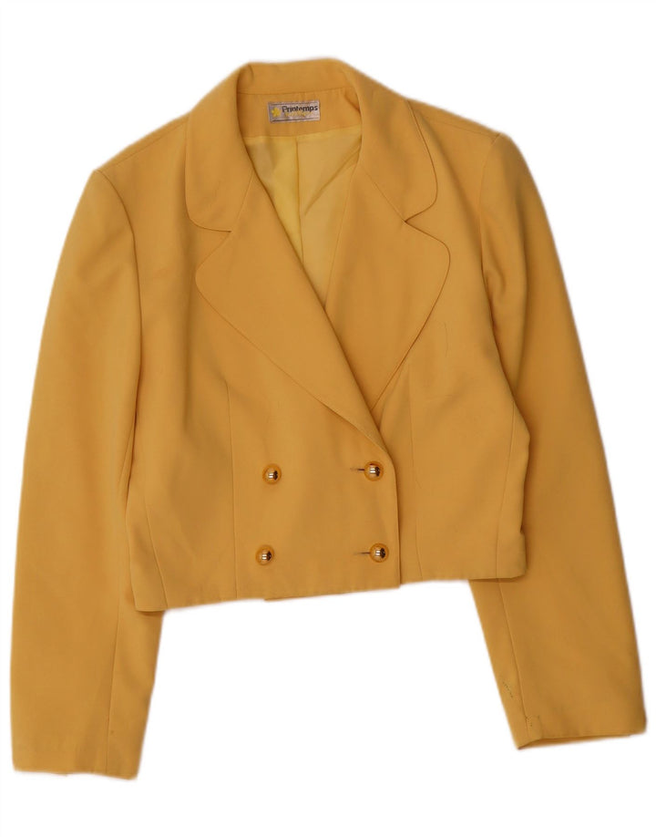 vintage Femme Double Breasted Blazer Veste IT 40 Petit Jaune Classique