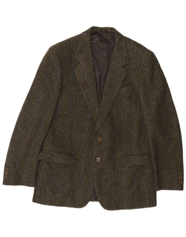 Pierre Cardin Veste blazer à 2 boutons pour homme UK 38 Kaki moyen à chevrons