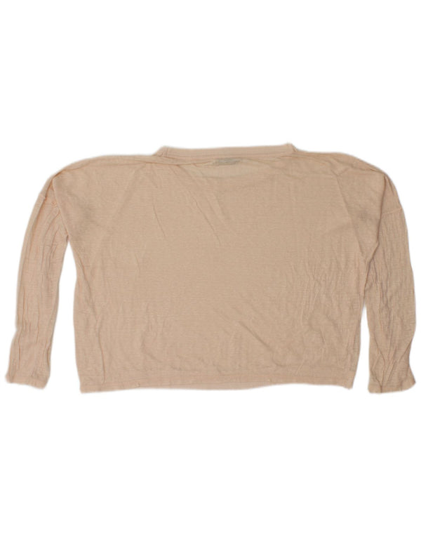 Zara Womens Trafaluc Pull surdimensionné à col rond UK 10 Small Beige