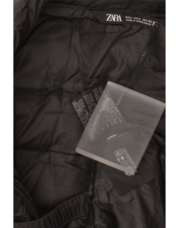 Zara Femme Gilet Rembourré UK 16 Large Noir Polyester