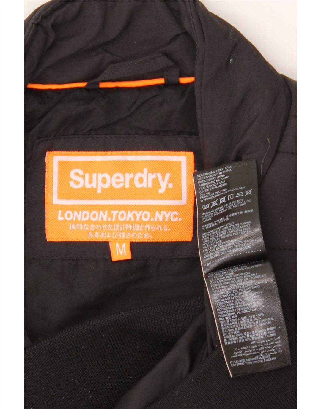 Superdry Veste matelassée pour hommes UK 38 Medium Black Nylon