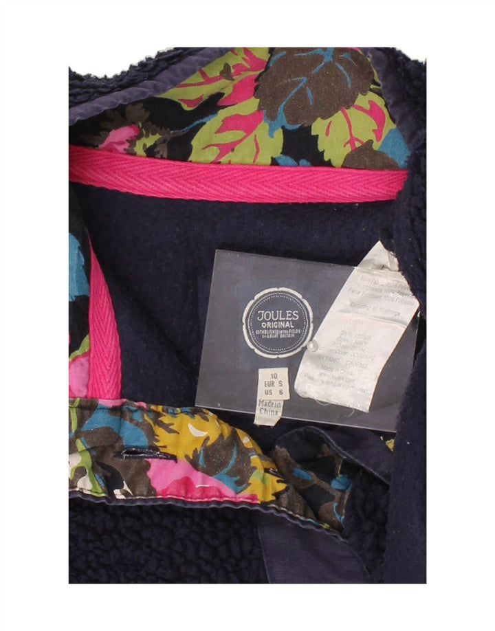 JOULES Womens Button Neck Fleece Jumper UK 10 Small  Navy Blue Polyester Vintage Joules and Second-Hand Joules from Messina Hembry 