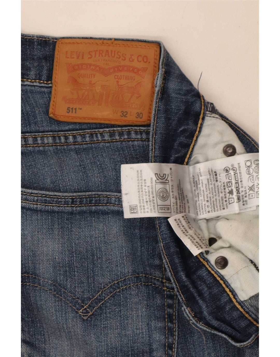 Levi's Jean Slim 511 Distressed Homme W32 L30 Bleu Coton