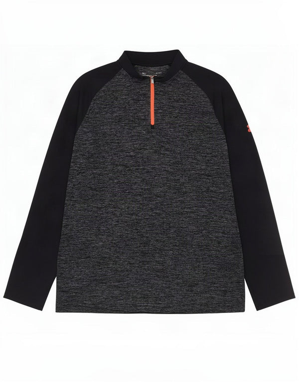 Under Armour Haut ample à manches longues et col zippé pour homme, grand noir moucheté