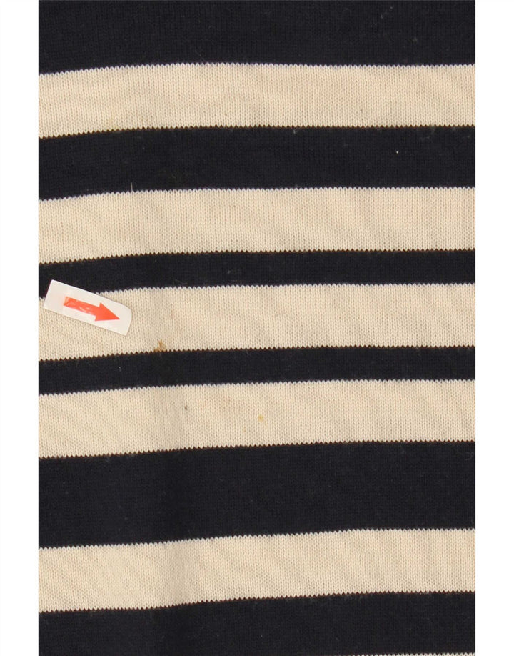 Marks & Spencer Pull col en V pour femme UK 12 Medium Off White Rayé