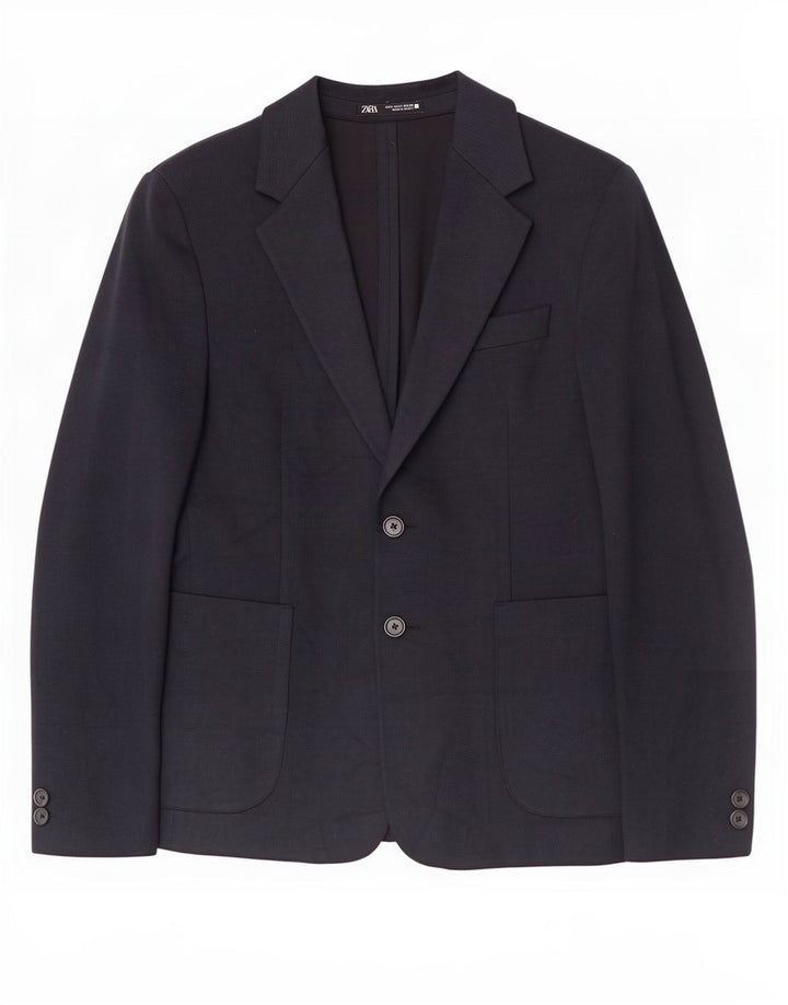 Zara Veste Blazer 2 Boutons Homme UK 36 Petit Bleu Marine Polyester