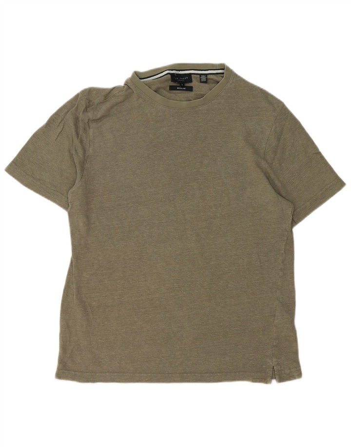 Ted Baker T-shirt régulier pour hommes Taille 3 Lin kaki moyen