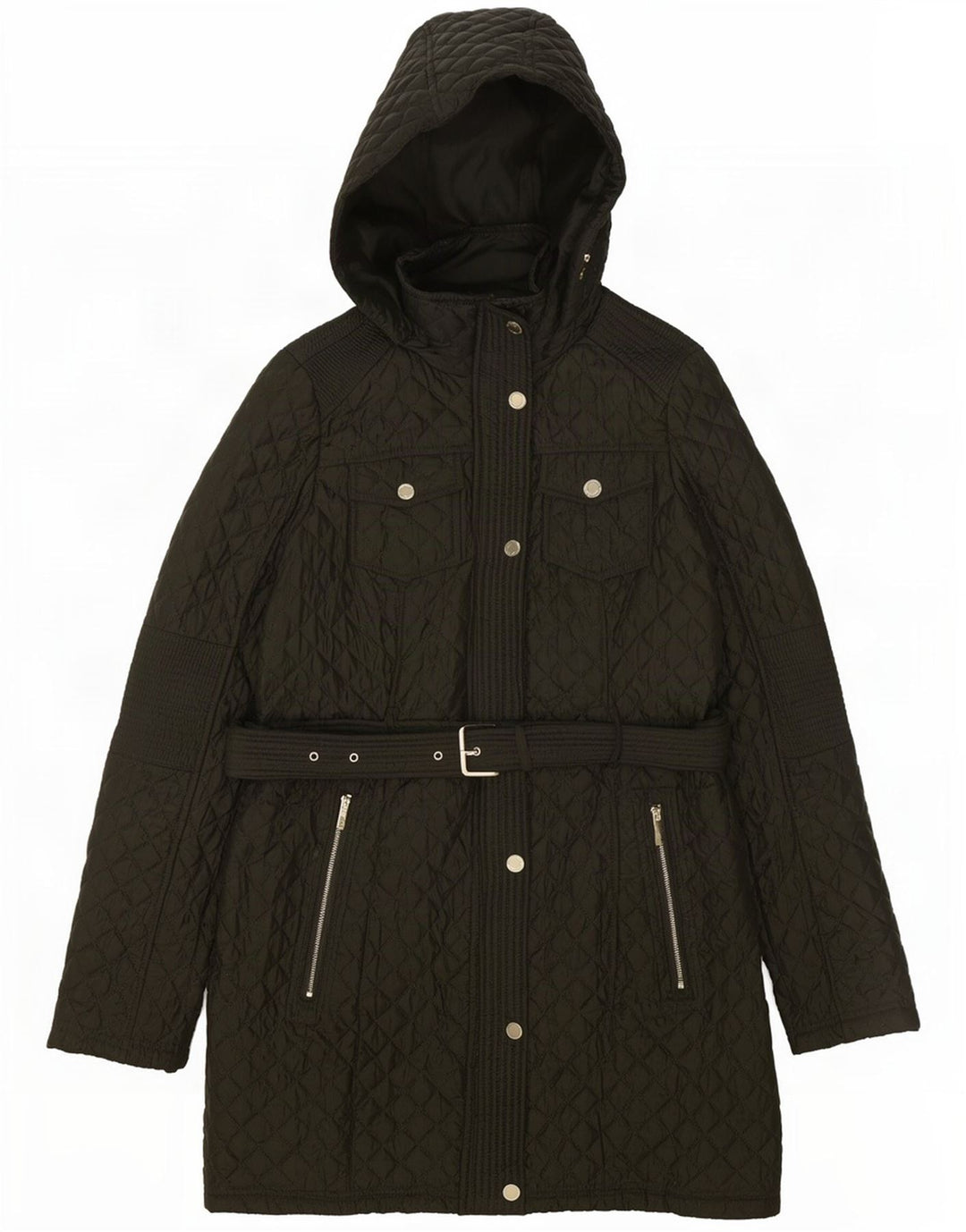 Marks & Spencer Manteau matelassé à capuche pour femme UK 10 Small Vert Polyester