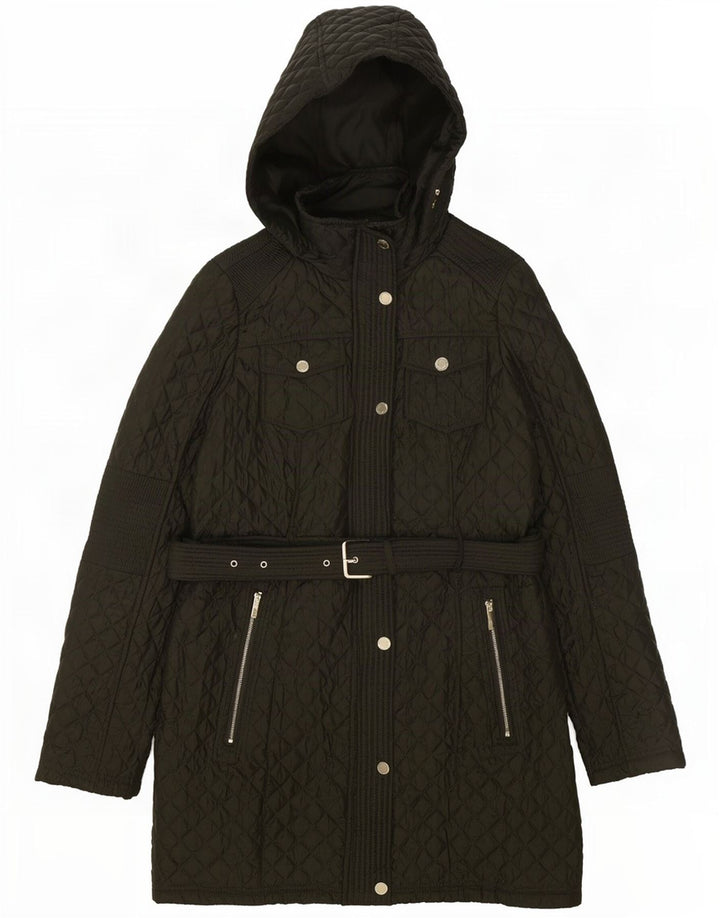 Marks & Spencer Manteau matelassé à capuche pour femme UK 10 Small Vert Polyester