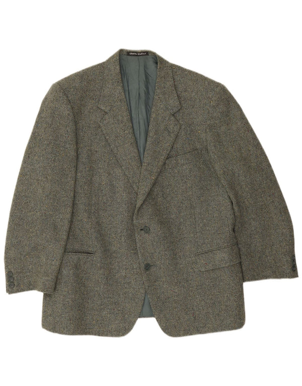 Facis Veste Blazer 2 Boutons Homme IT 58 4XL Laine Vierge Mouchetée Verte
