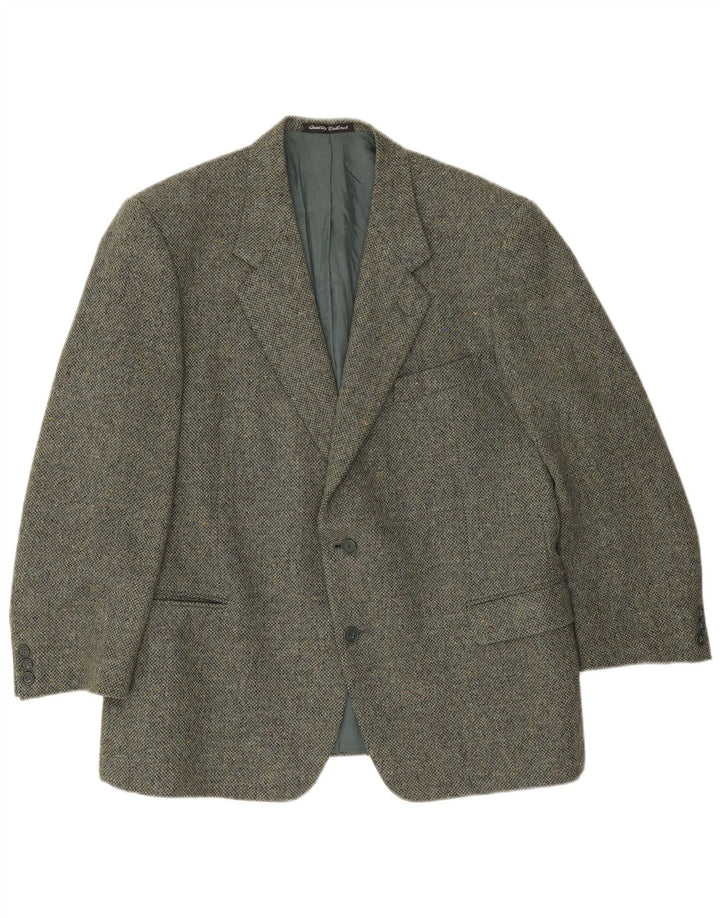 Facis Veste Blazer 2 Boutons Homme IT 58 4XL Laine Vierge Mouchetée Verte