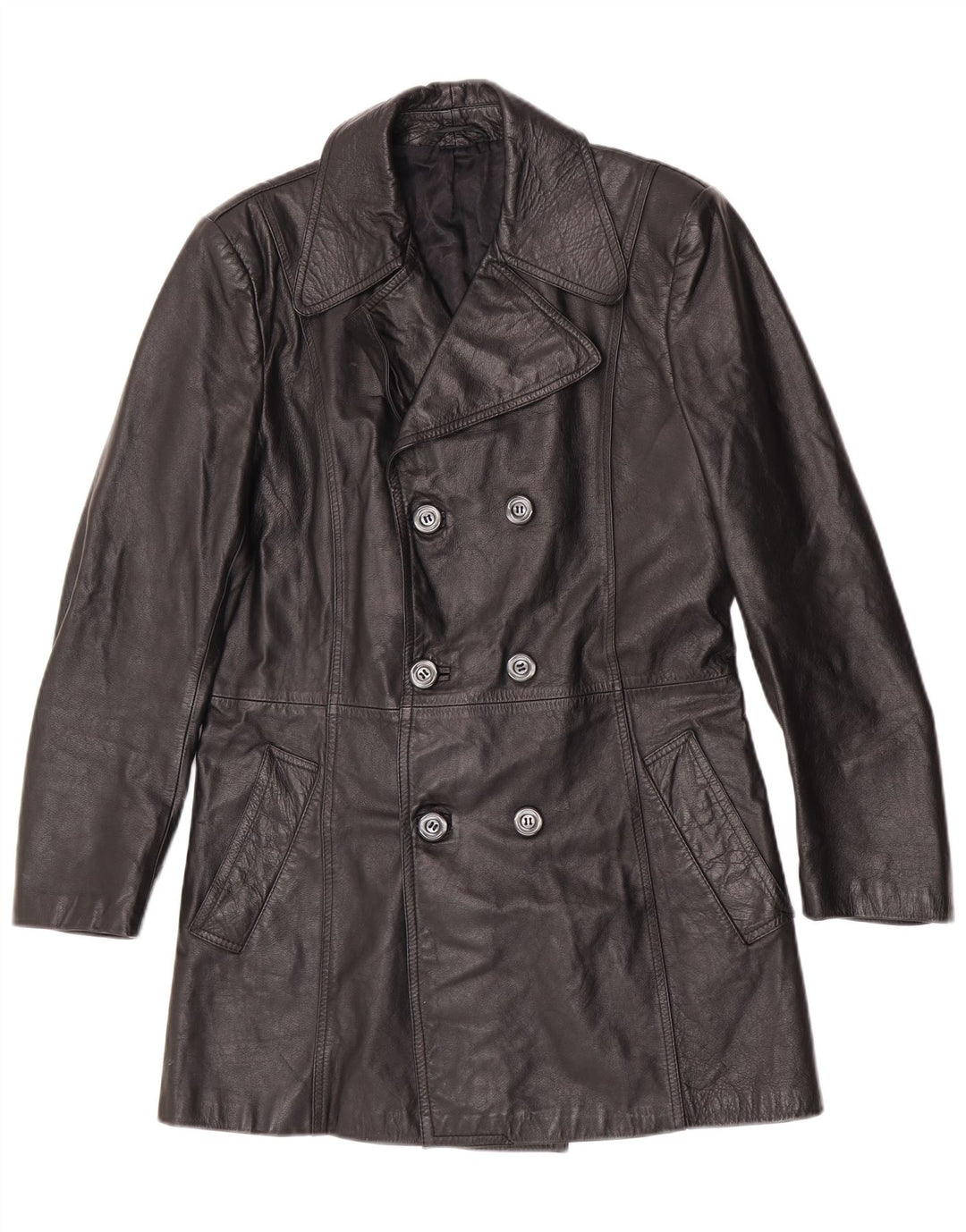 Vintage Homme Cuir Caban IT 48 Moyen Noir Classique