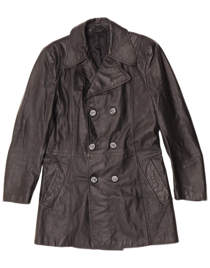 Vintage Homme Cuir Caban IT 48 Moyen Noir Classique