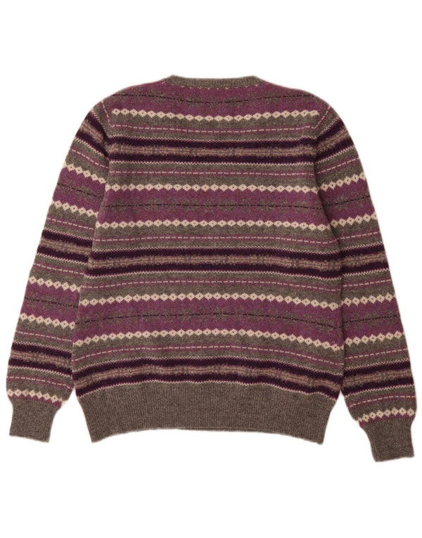 Marie Lund Pull col en V pour femme UK 12 Violet moyen Fair Isle