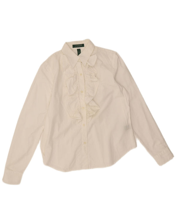 Ralph Lauren Chemise à manches longues pour femme Petite UK 14 Blanc moyen