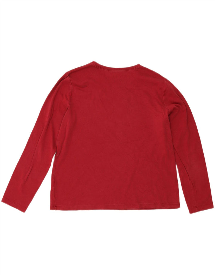 L.L.BEAN Womens Top Long Sleeve UK 16 Large Red Cotton Vintage L.L.Bean and Second-Hand L.L.Bean from Messina Hembry 