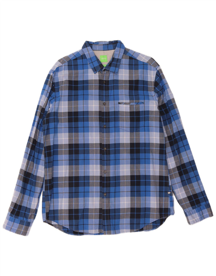 Hugo Boss Chemise Regular Fit XL en coton à carreaux bleus