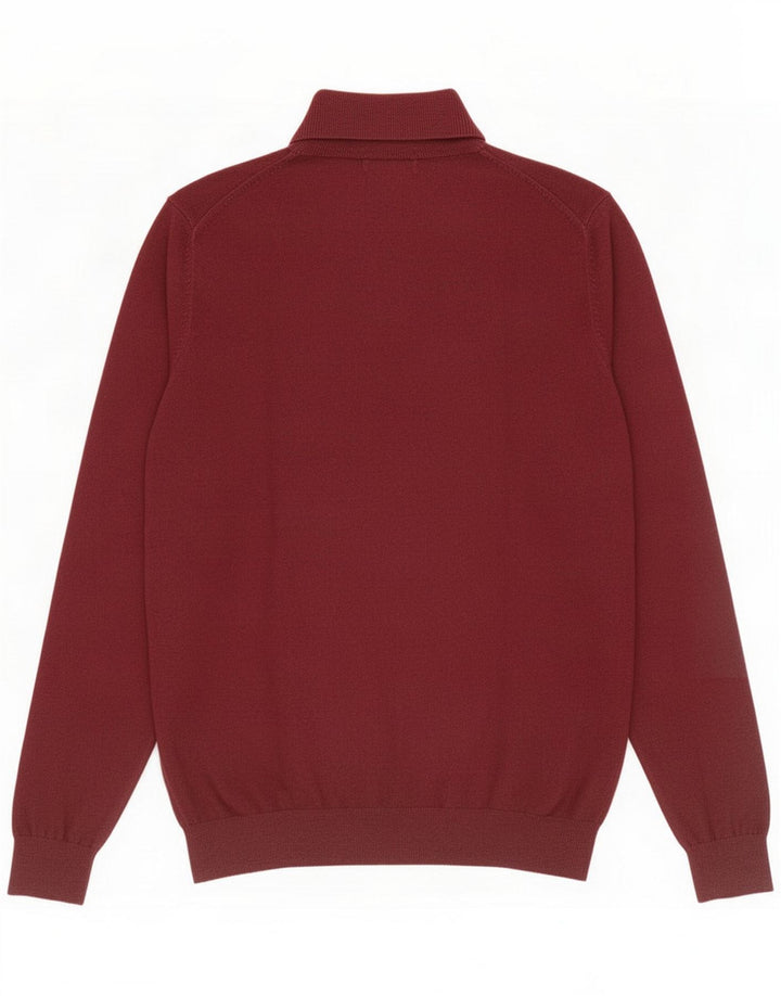 Massimo Dutti Pull col roulé pour homme en soie bordeaux moyen