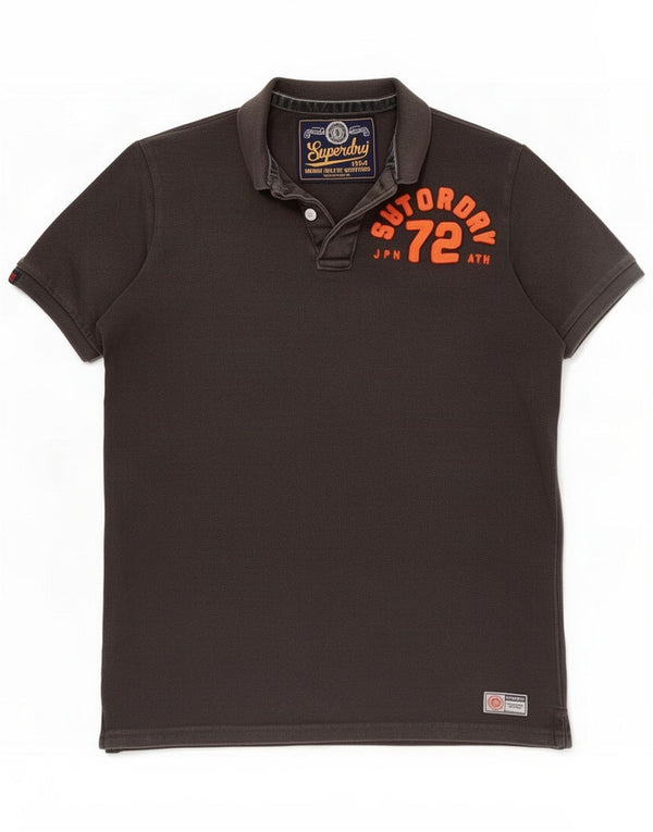 Superdry Mens Graphic Polo Shirt Large Grey Cotton