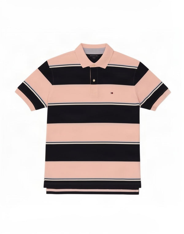 Tommy Hilfiger Polo Homme Large Rose Rayé Coton