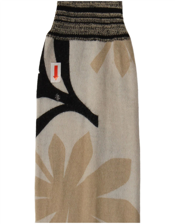 ICEBERG Cardigan Femme Pull UK 6 XS Blanc Cassé Floral Coton