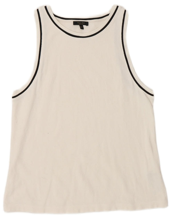 Massimo Dutti Débardeur Femme UK 12 Medium Blanc Viscose