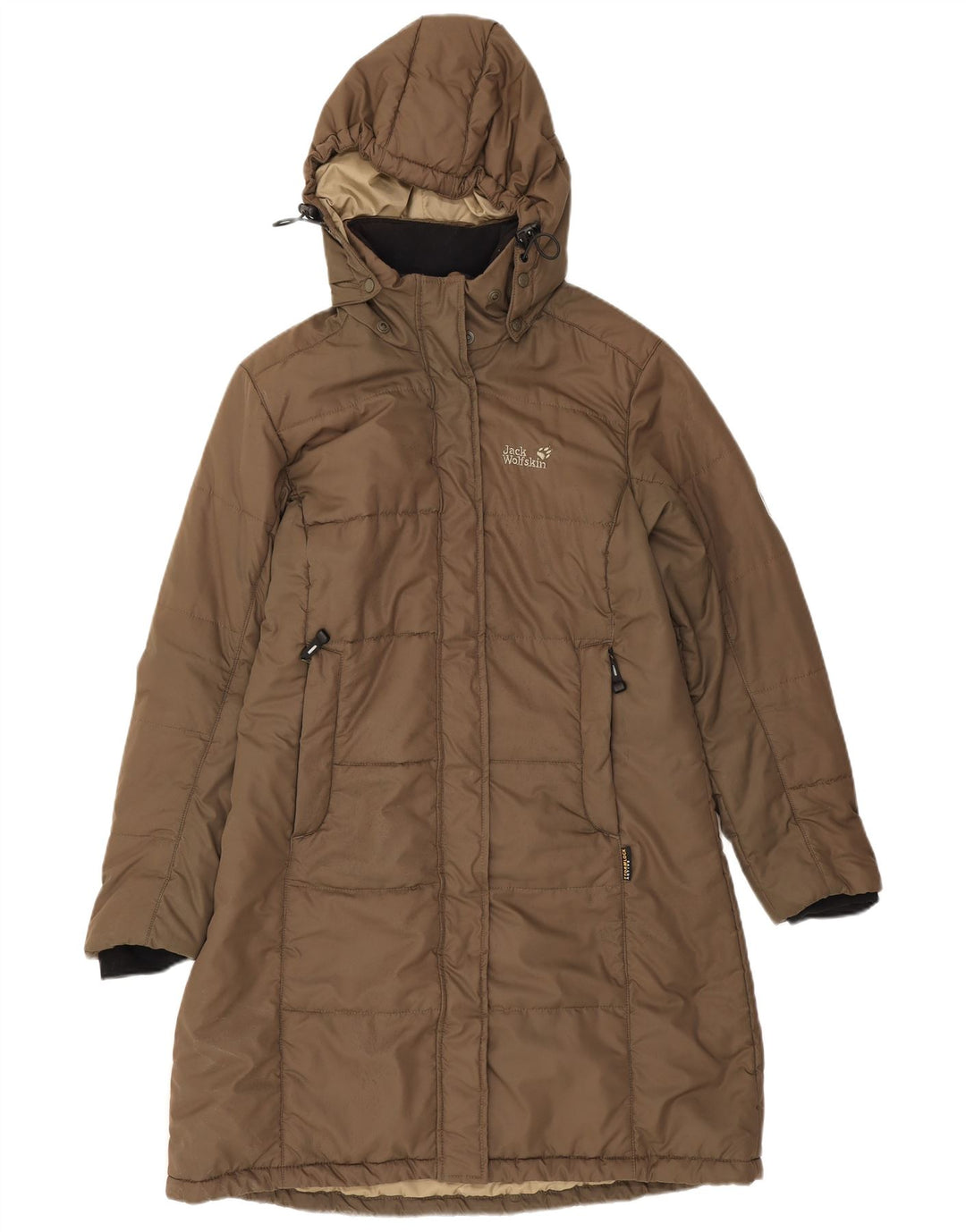 Jack Wolfskin Manteau rembourré à capuche pour femme UK 16 Large Marron Polyester