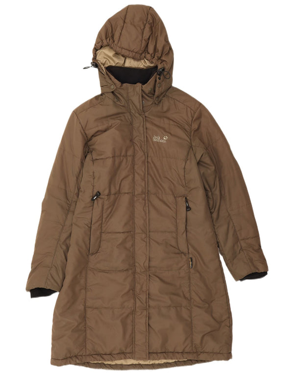Jack Wolfskin Manteau rembourré à capuche pour femme UK 16 Large Marron Polyester