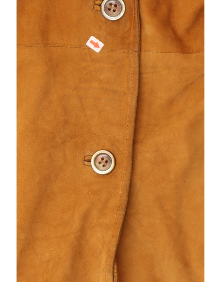 Vintage Femme 3 Boutons Blazer En Daim Veste UK 14 Cuir Marron Moyen