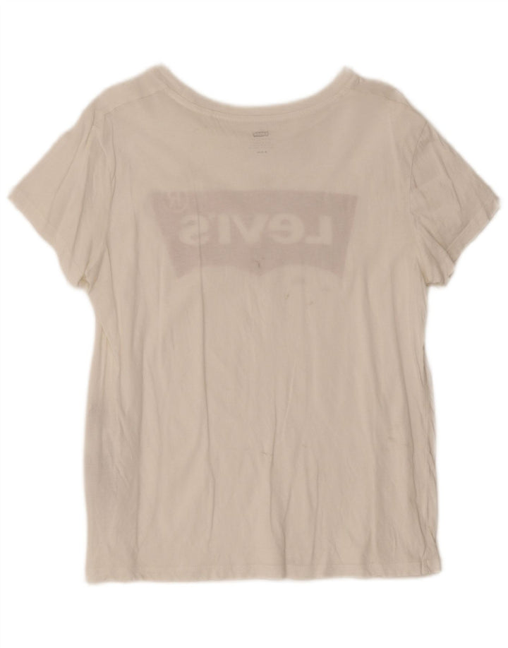 Levi's T-Shirt Graphique Femme UK 12 Coton Blanc Moyen