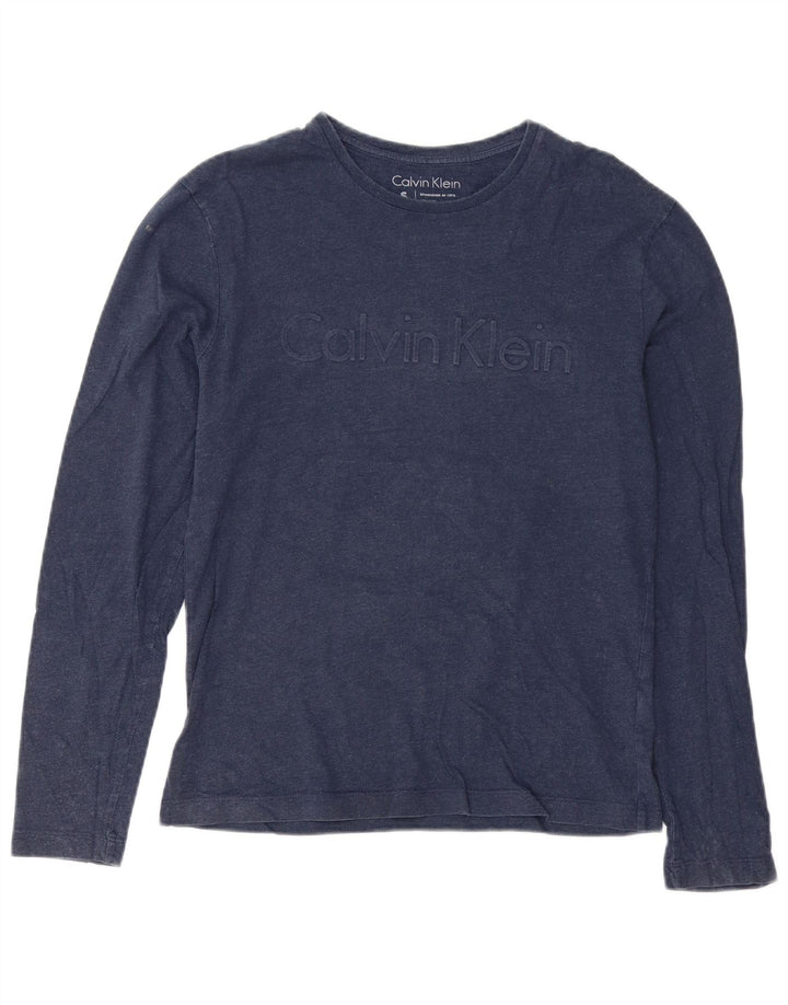 CALVIN KLEIN Haut graphique à manches longues pour homme en coton bleu marine Small