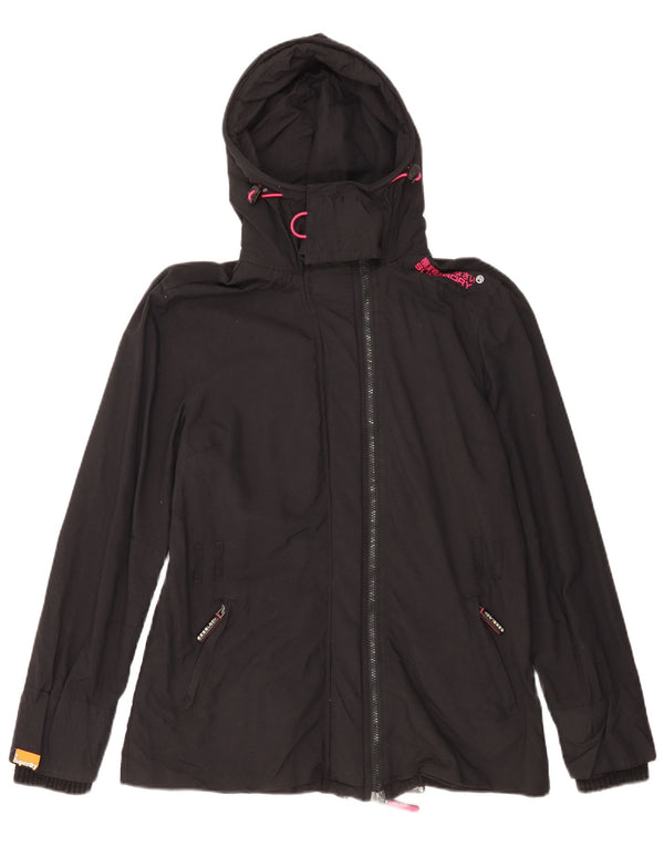 Superdry Veste de pluie à capuche Windmac pour femme UK 18 XL Nylon noir