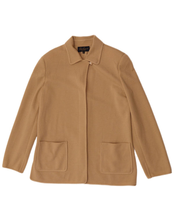 Luisa Spagnoli Pull Cardigan Femme UK 14 Laine Beige Moyen