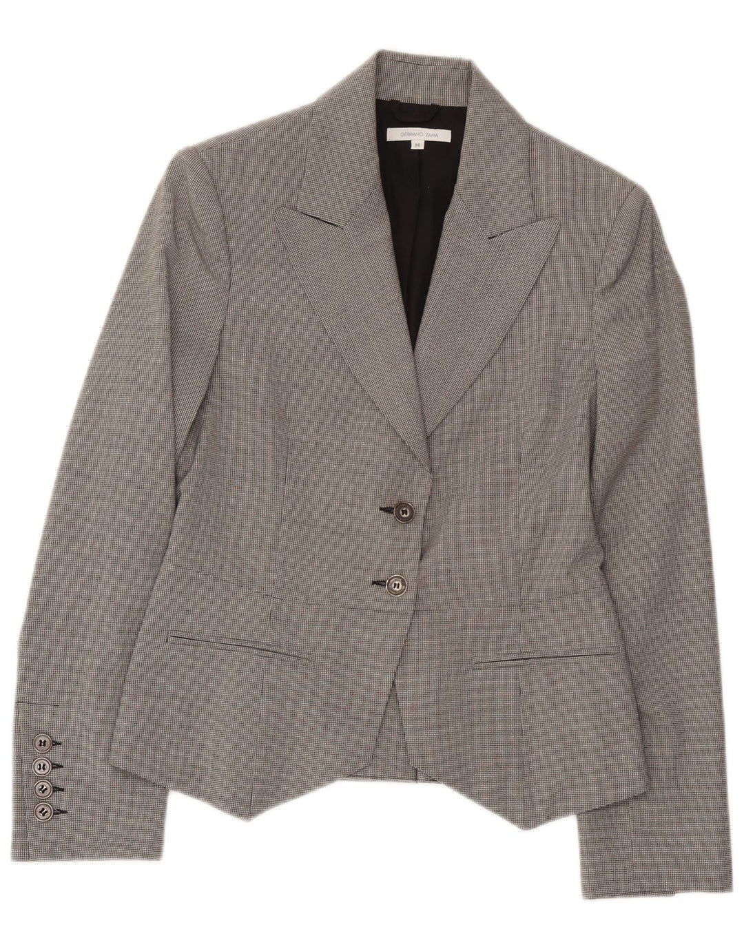 Germano Zama Veste blazer à 2 boutons pour femme UK 12 Gris moyen à carreaux