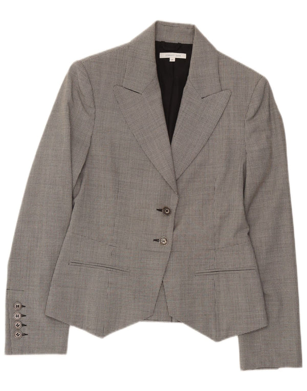 Germano Zama Veste blazer à 2 boutons pour femme UK 12 Gris moyen à carreaux