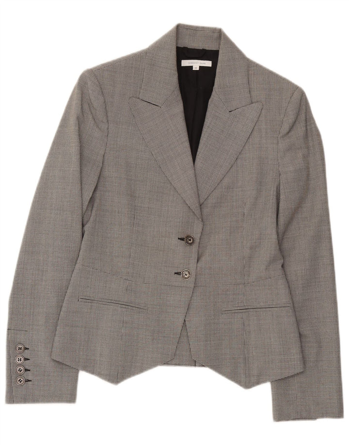 Germano Zama Veste blazer à 2 boutons pour femme UK 12 Gris moyen à carreaux