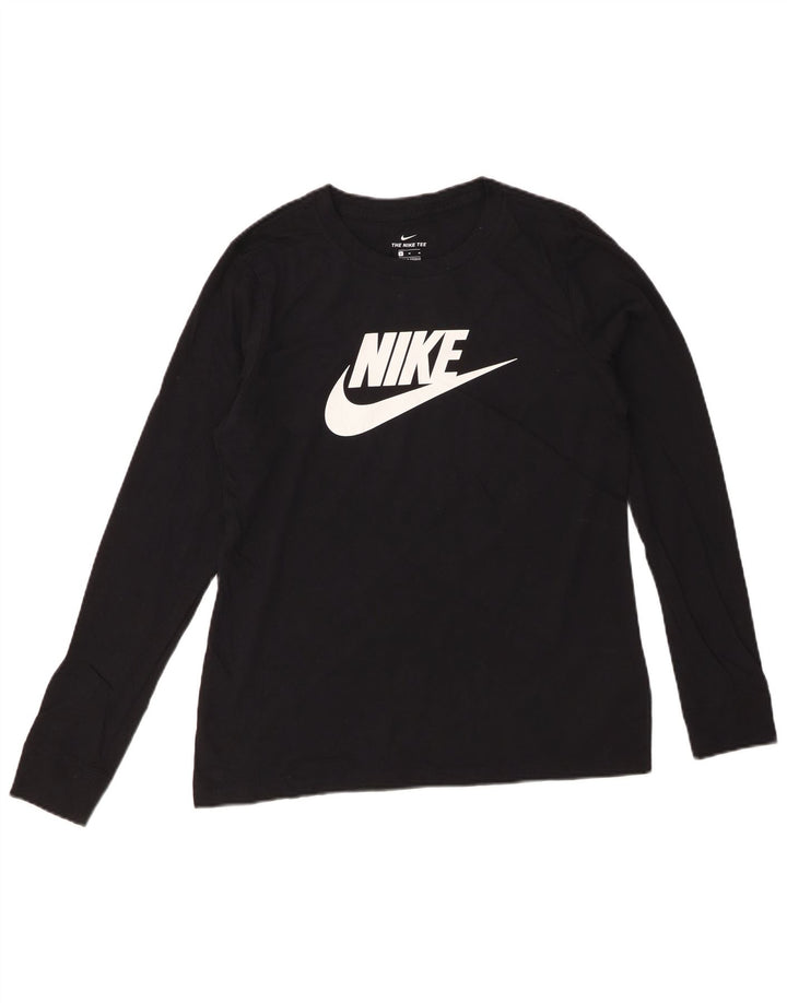 NIKE Haut graphique à manches longues pour femme UK 14 Coton noir moyen
