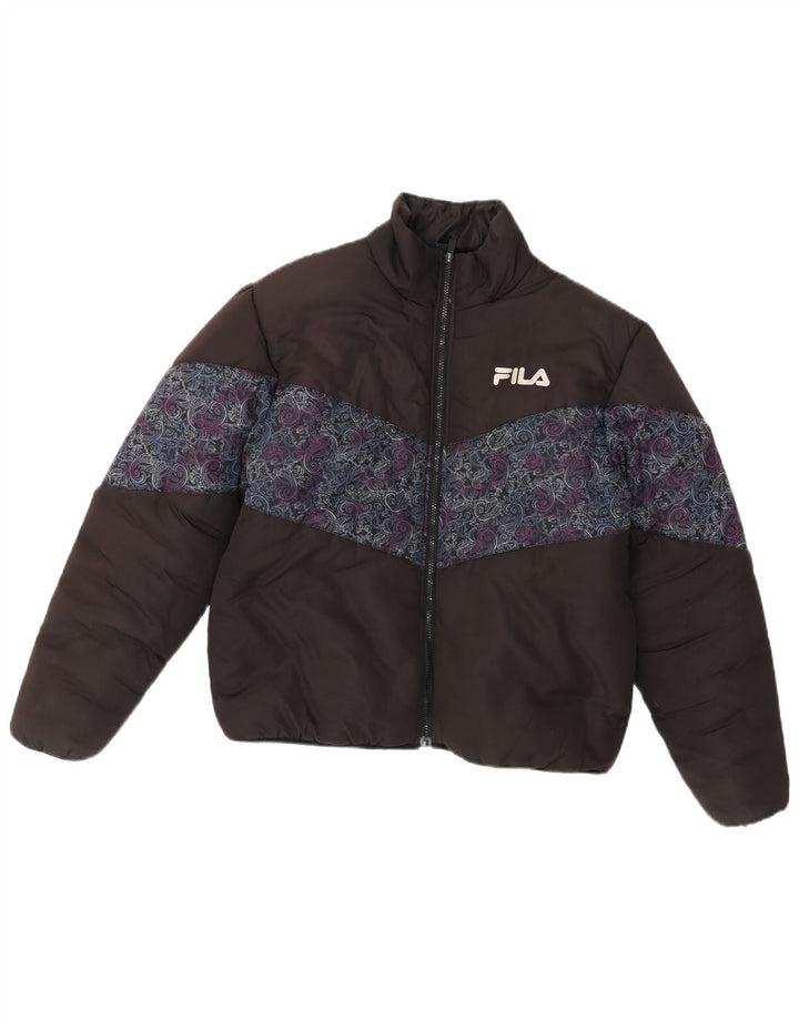 Fila Veste matelassée coupe ample pour femme UK 14 Polyester noir moyen Paisley